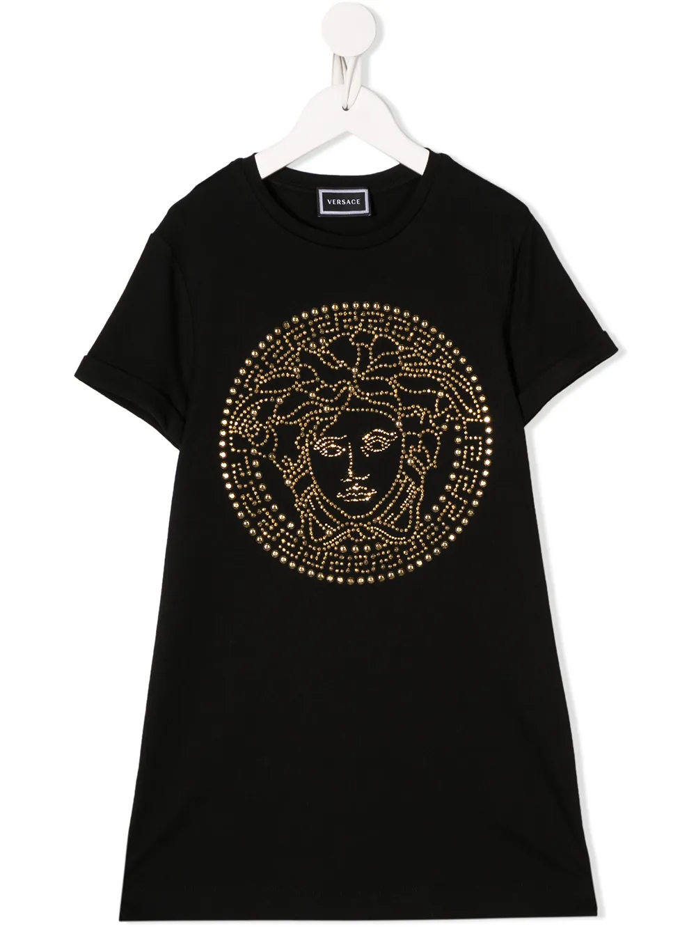 

Versace Kids vestido estilo playera con logo y apliques - Negro