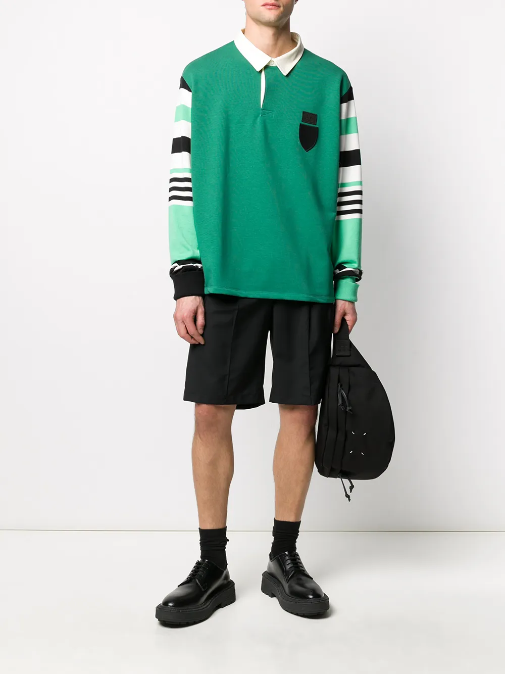  Neil Barrett Poloshirt Mit Gestreiften ärmeln   Grün 