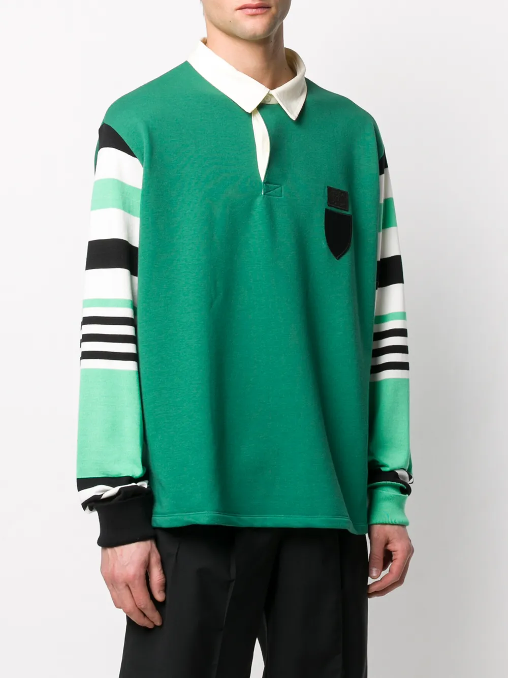  Neil Barrett Poloshirt Mit Gestreiften ärmeln   Grün 