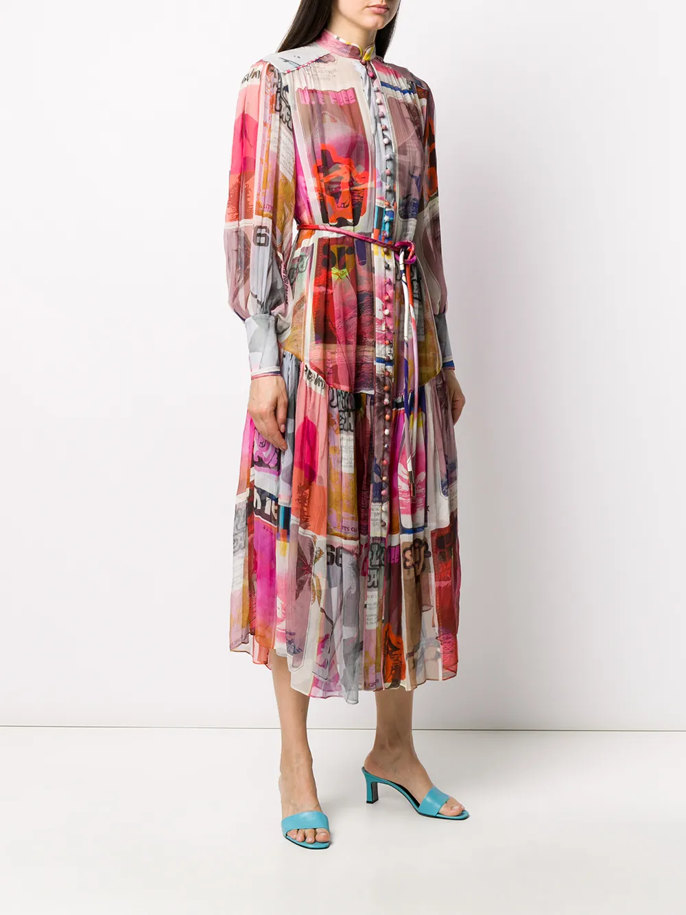 фото Zimmermann шифоновое платье на пуговицах с принтом