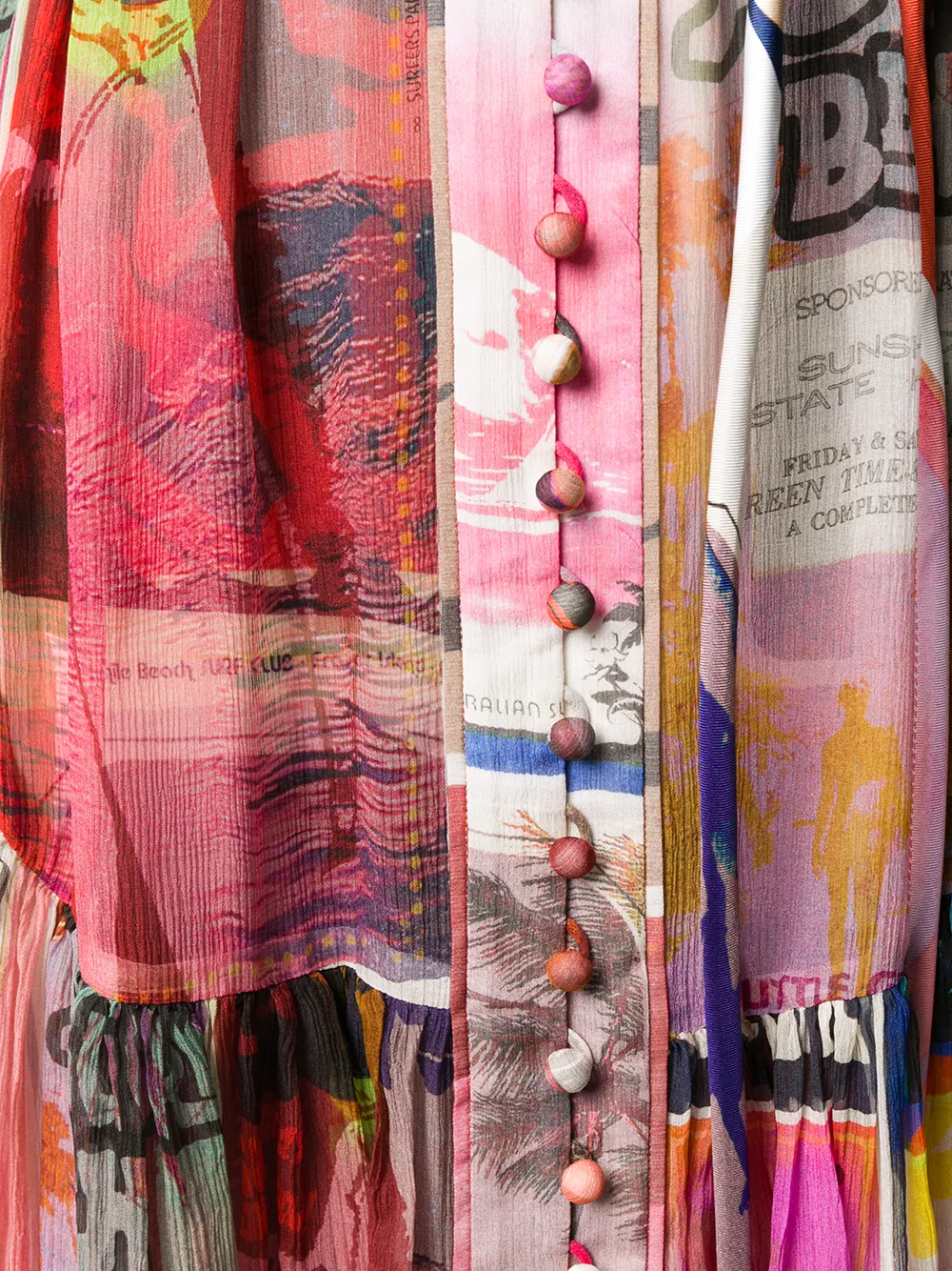 фото Zimmermann шифоновое платье на пуговицах с принтом