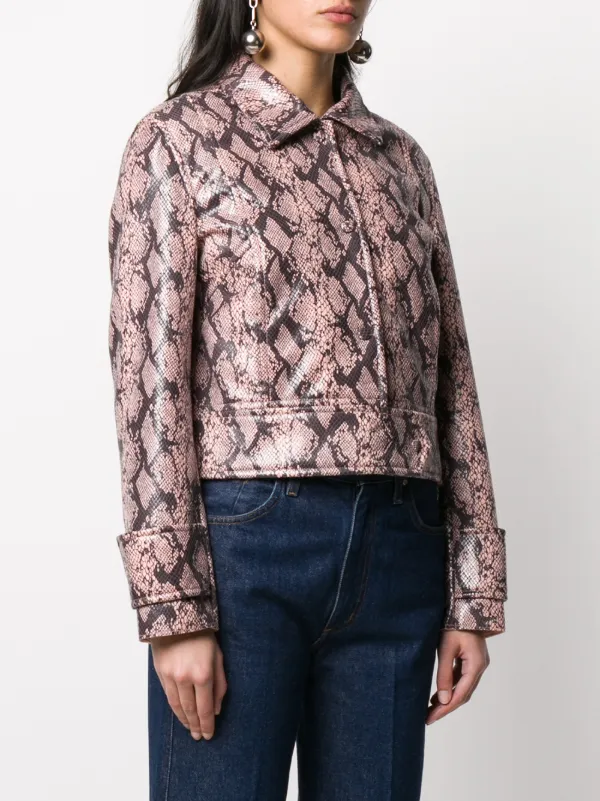 STAND STUDIO Erin Snakeskin Effect Jacket Farfetch