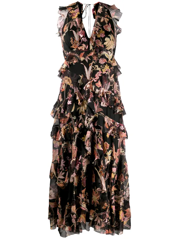 black tiered ruffle dress