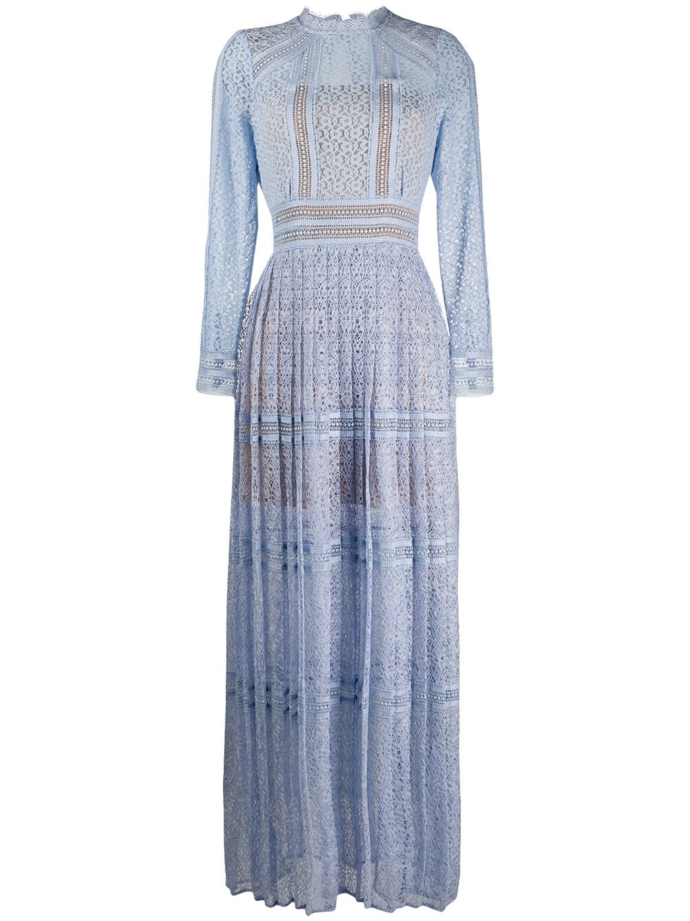 Self-portrait Light Blue Guipure Lace Maxi Dress | ModeSens