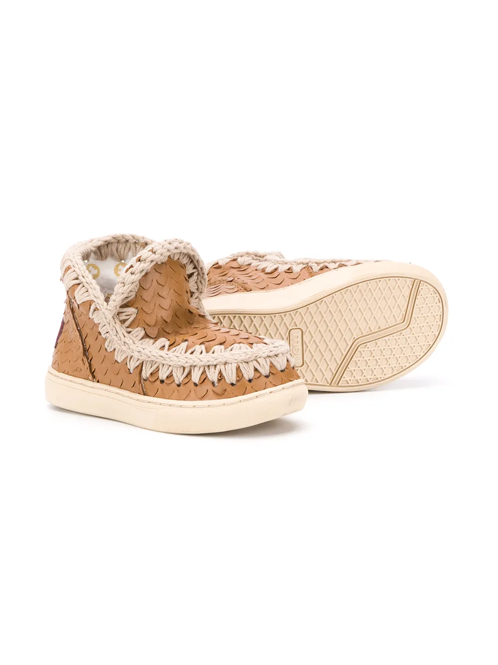 Mou Kids Eskimo enkellaarzen met logo - Bruin
