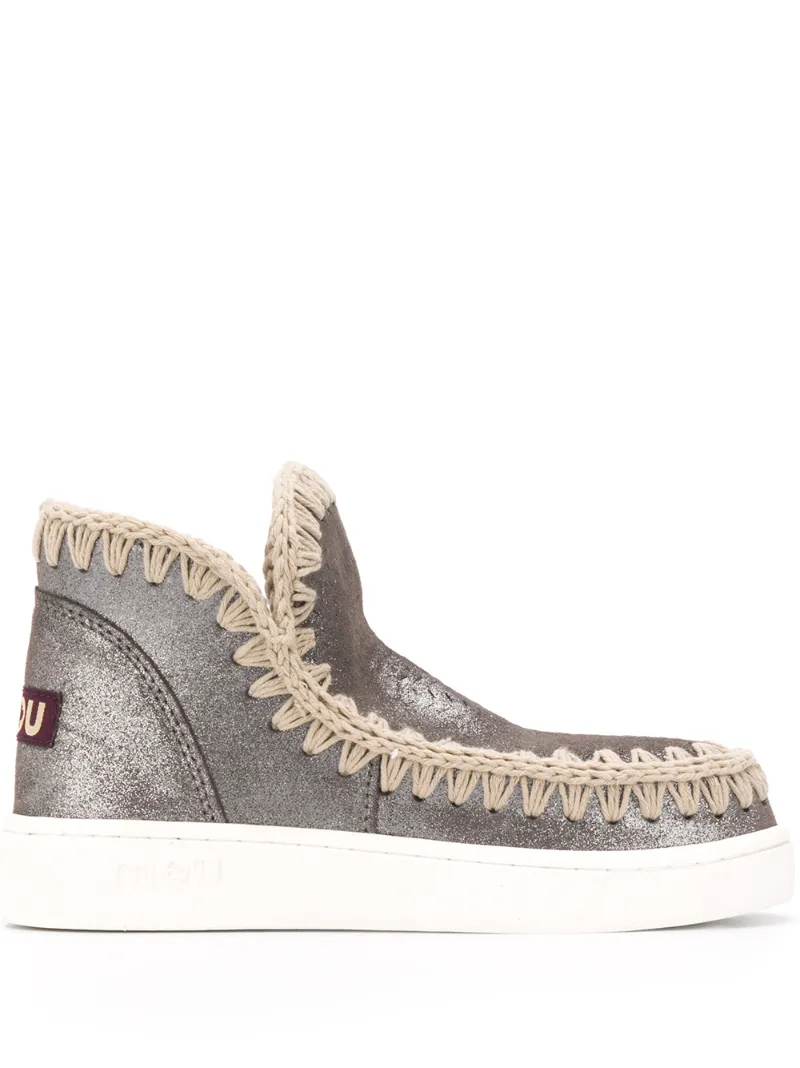 Mou Round Toe Eskimo Sneakers In Silver