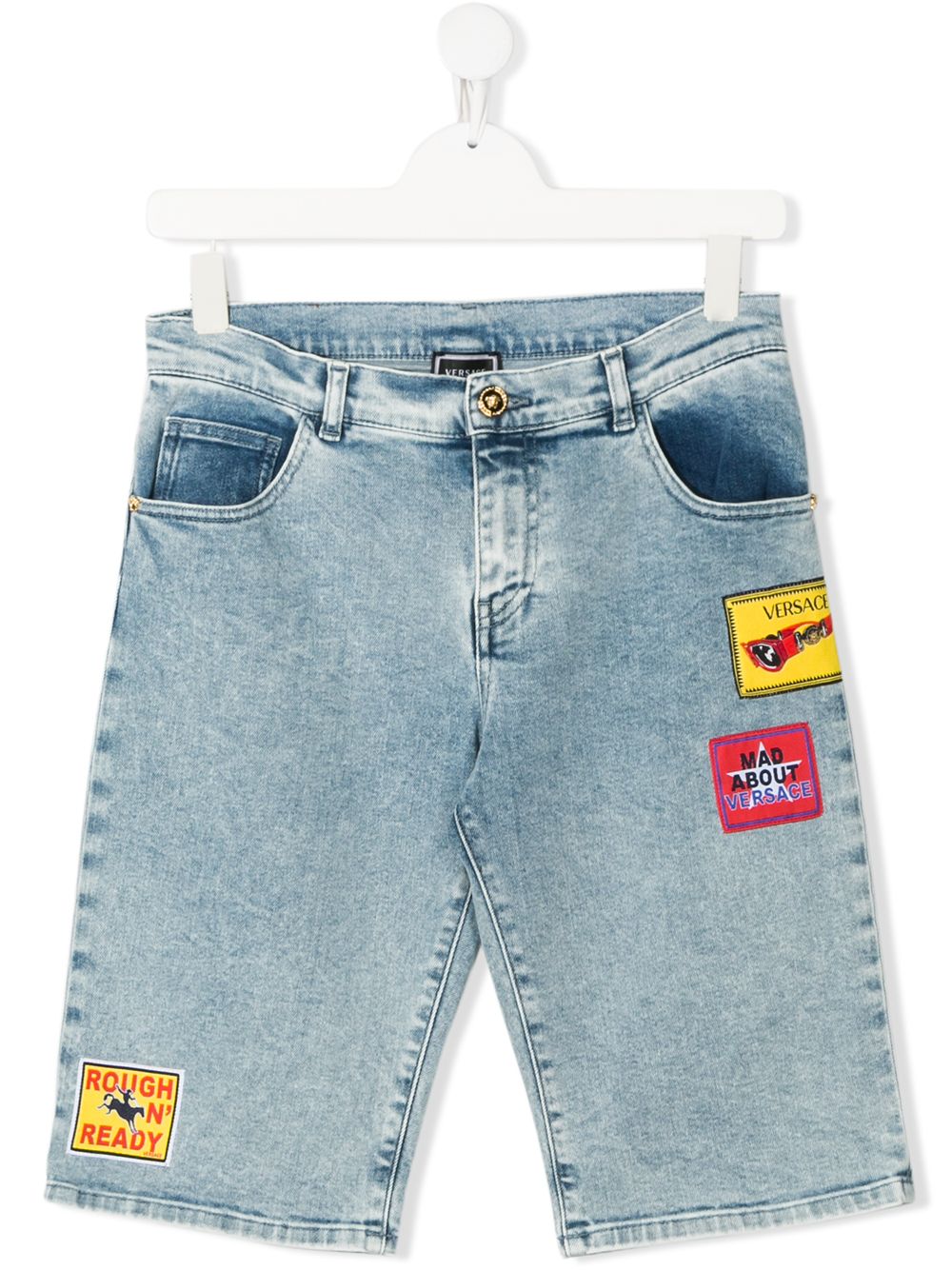 фото Young versace джинсовые шорты с вышивкой