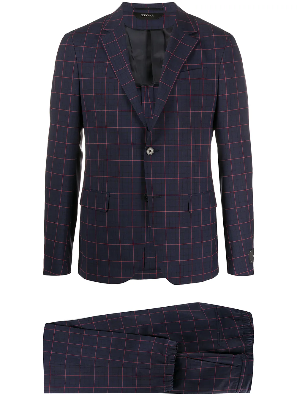 Z Zegna Check Two-piece Suit In Blue