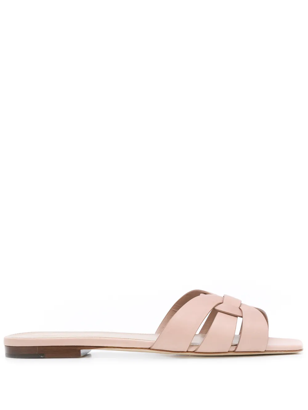 Saint Laurent Nude Tribute Flat Leather Sandals In Neutrals Modesens