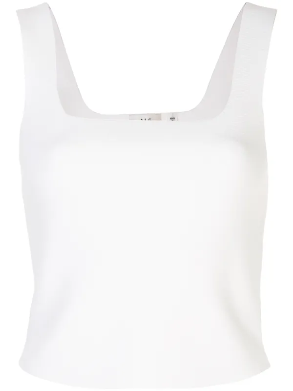 white square neck tank top