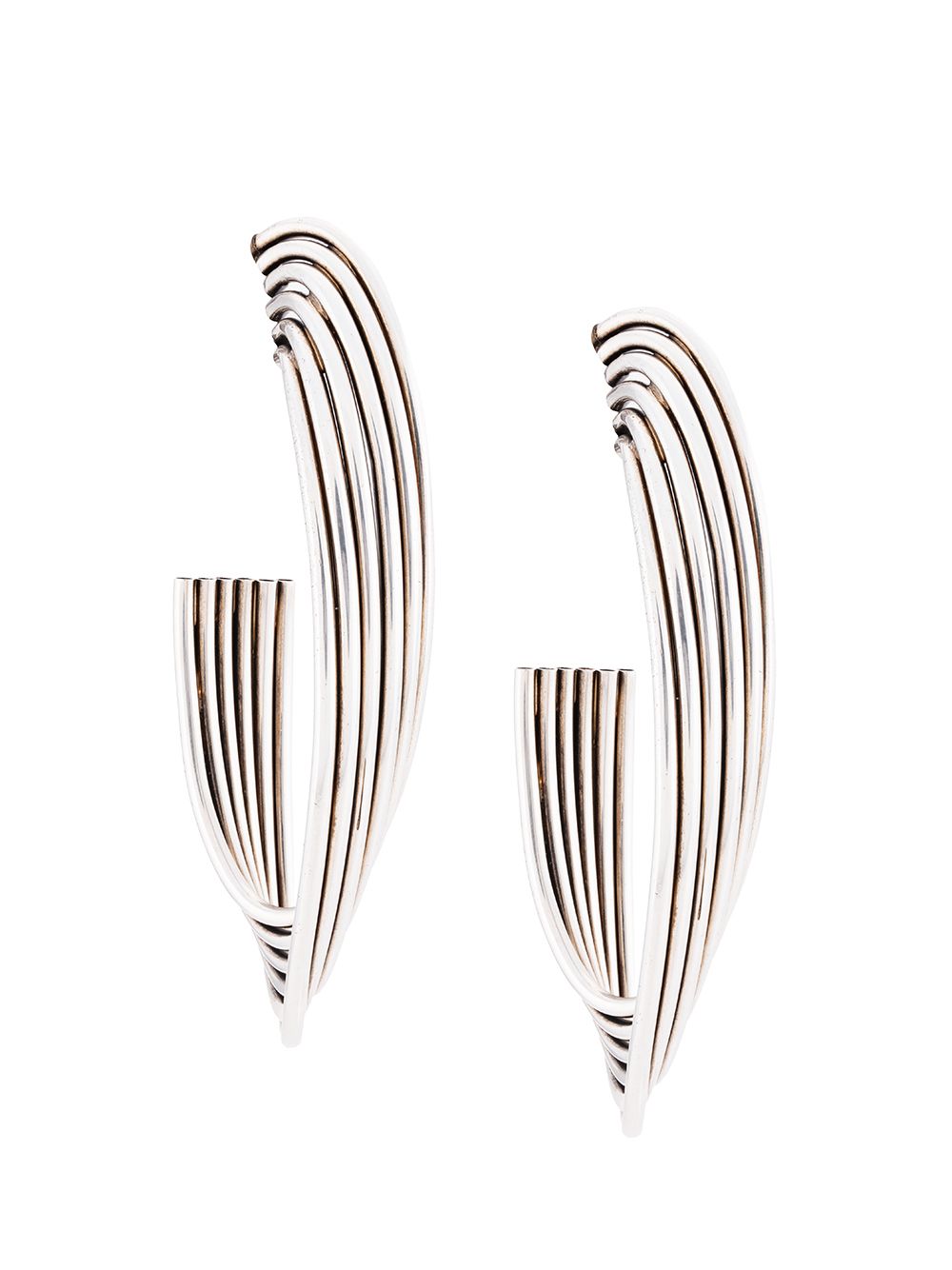 Saint Laurent Twisted Hoop Earrings In Silver