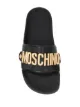 Moschino logo plaque pool slides