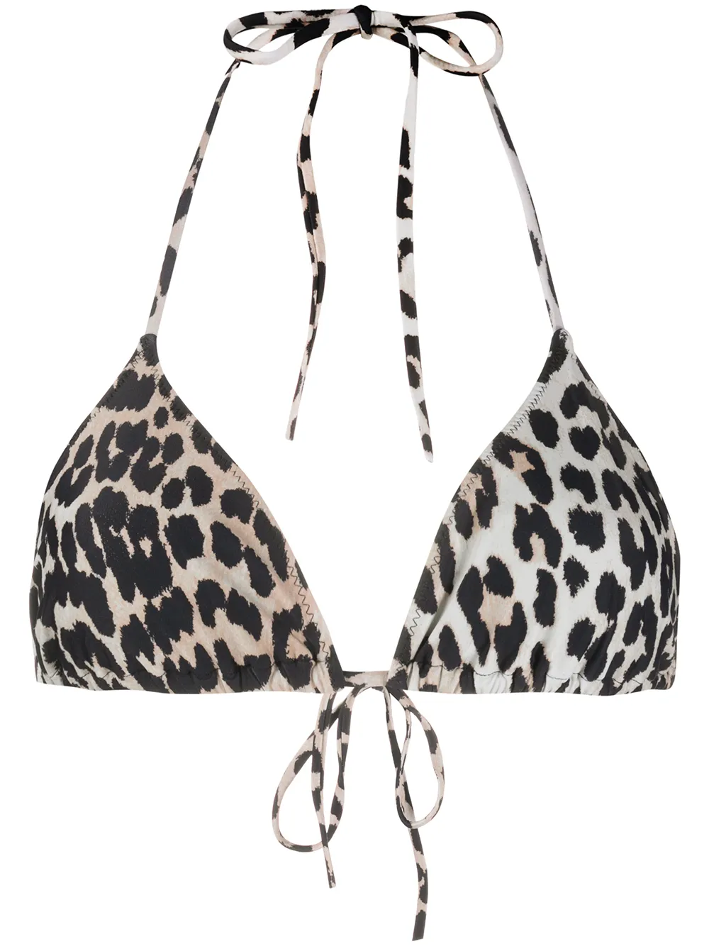GANNI LEOPARD PRINT TRIANGULAR BIKINI TOP