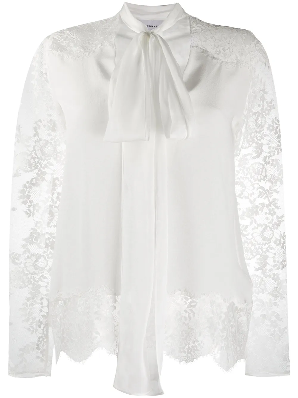 Faith Connexion Long Sleeve Scalloped Hem Blouse In White