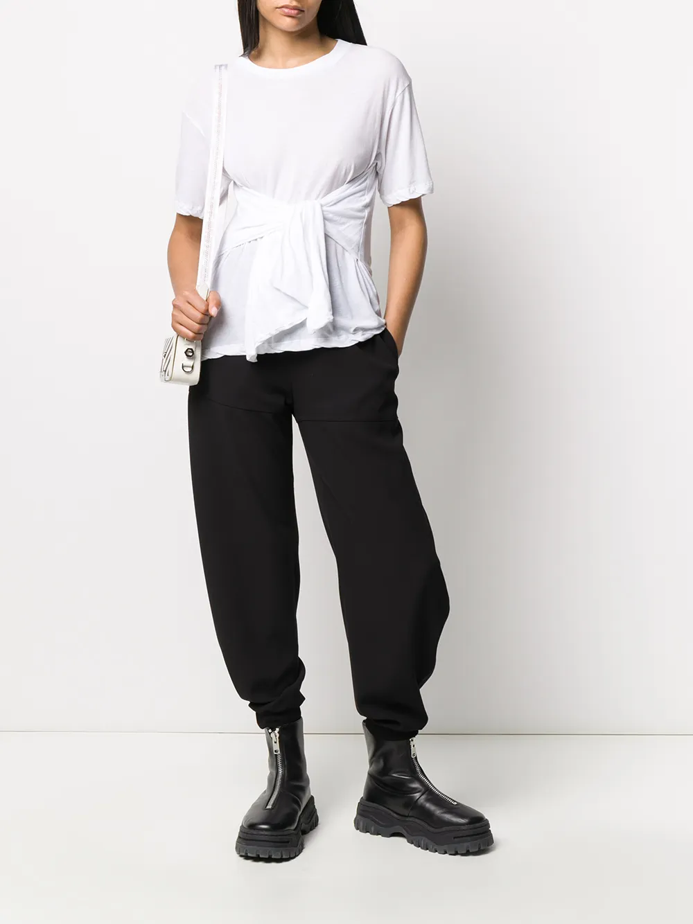 UNRAVEL PROJECT T-shirt met taillestrik - Wit
