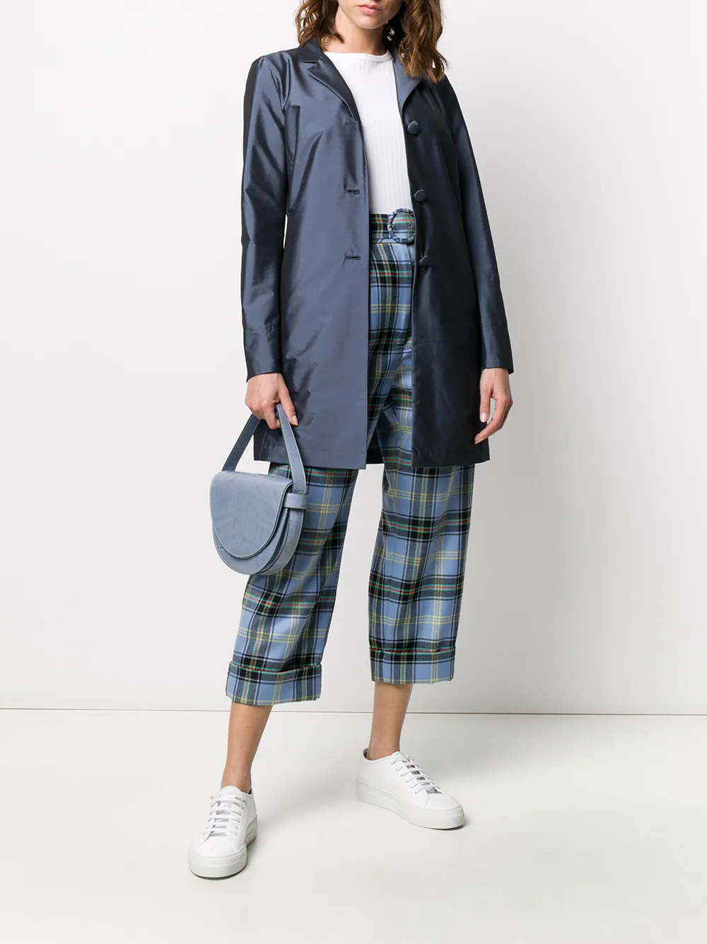 Herno Mantel met enkele rij knopen - Blauw
