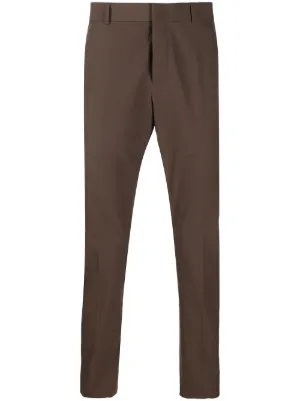 Prada triangle-logo mohair-wool Trousers | Grey | FARFETCH