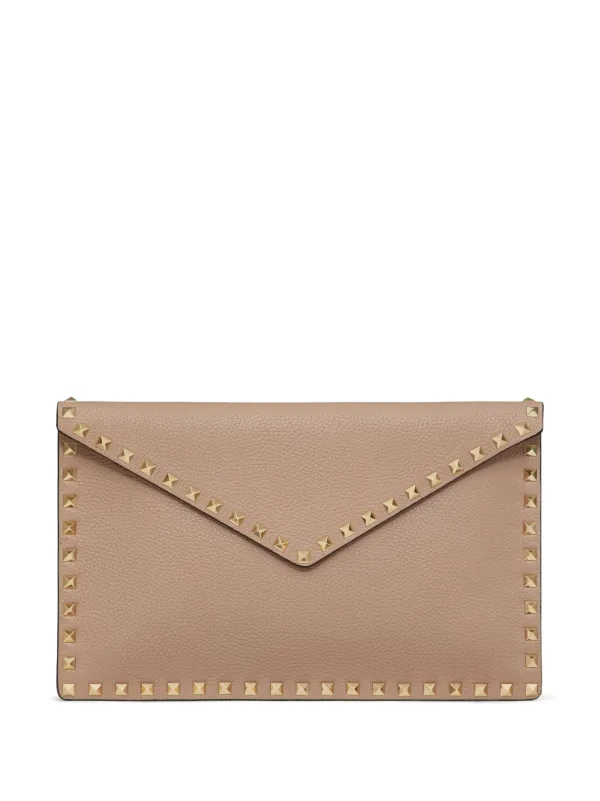 Valentino Garavani Rockstud Envelope Clutch Bag Pink FARFETCH UK