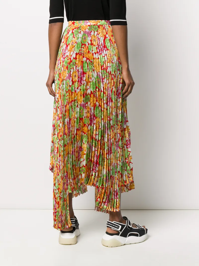 Plan C Floral Plissè Skirt In White