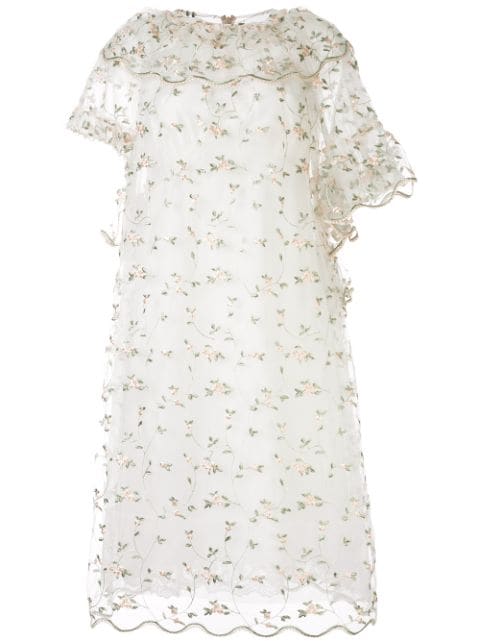 Simone Rocha white asymmetrical floral ruffled dress for women | 3797 ...