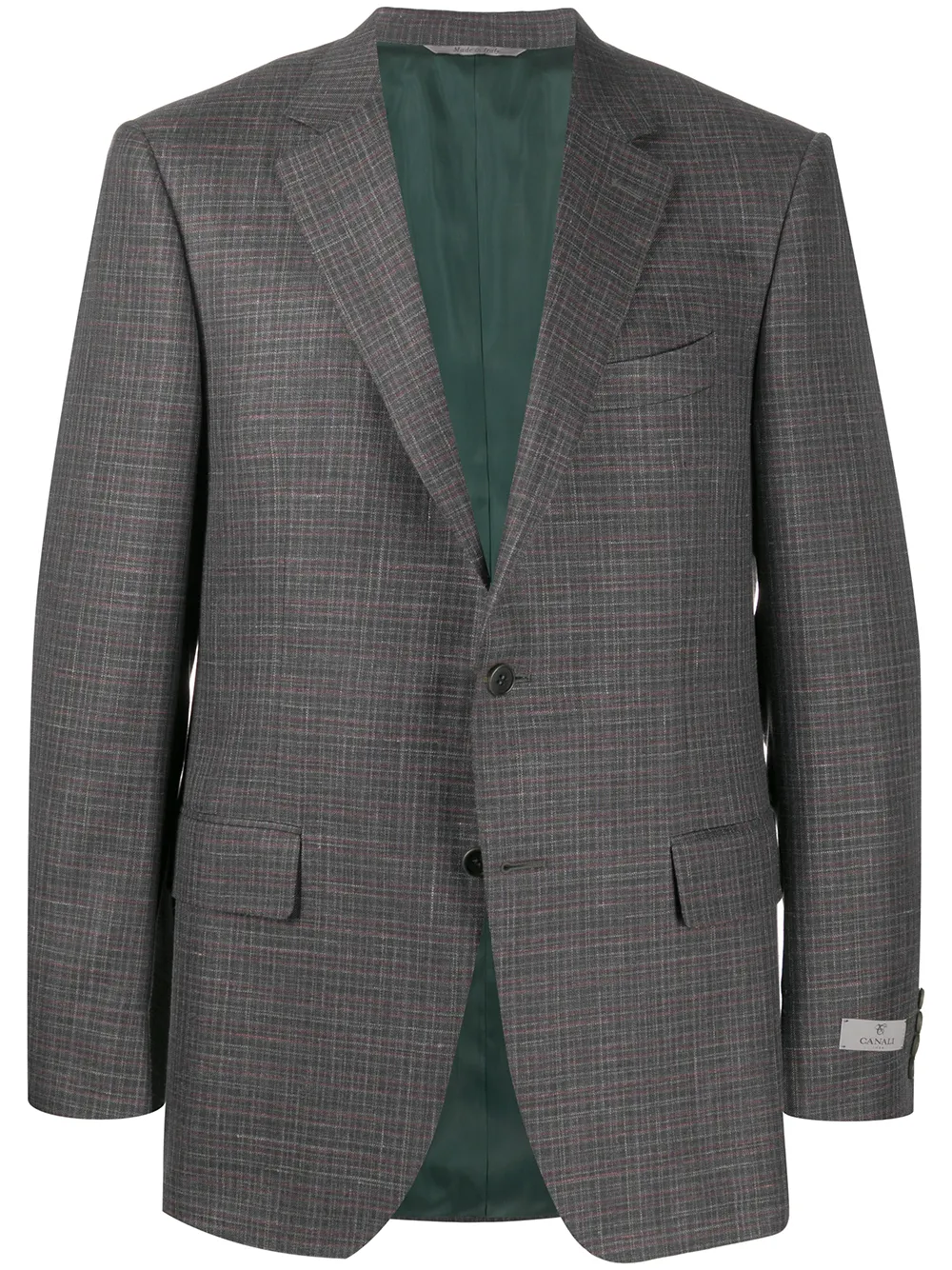 

Canali textured check patterned suit jacket - Grey