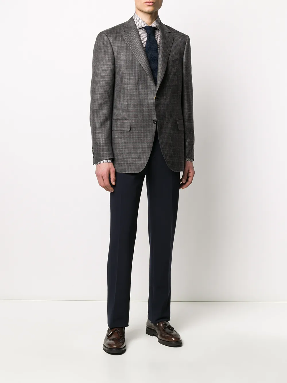 Canali Blazer met gingham ruit - Grijs