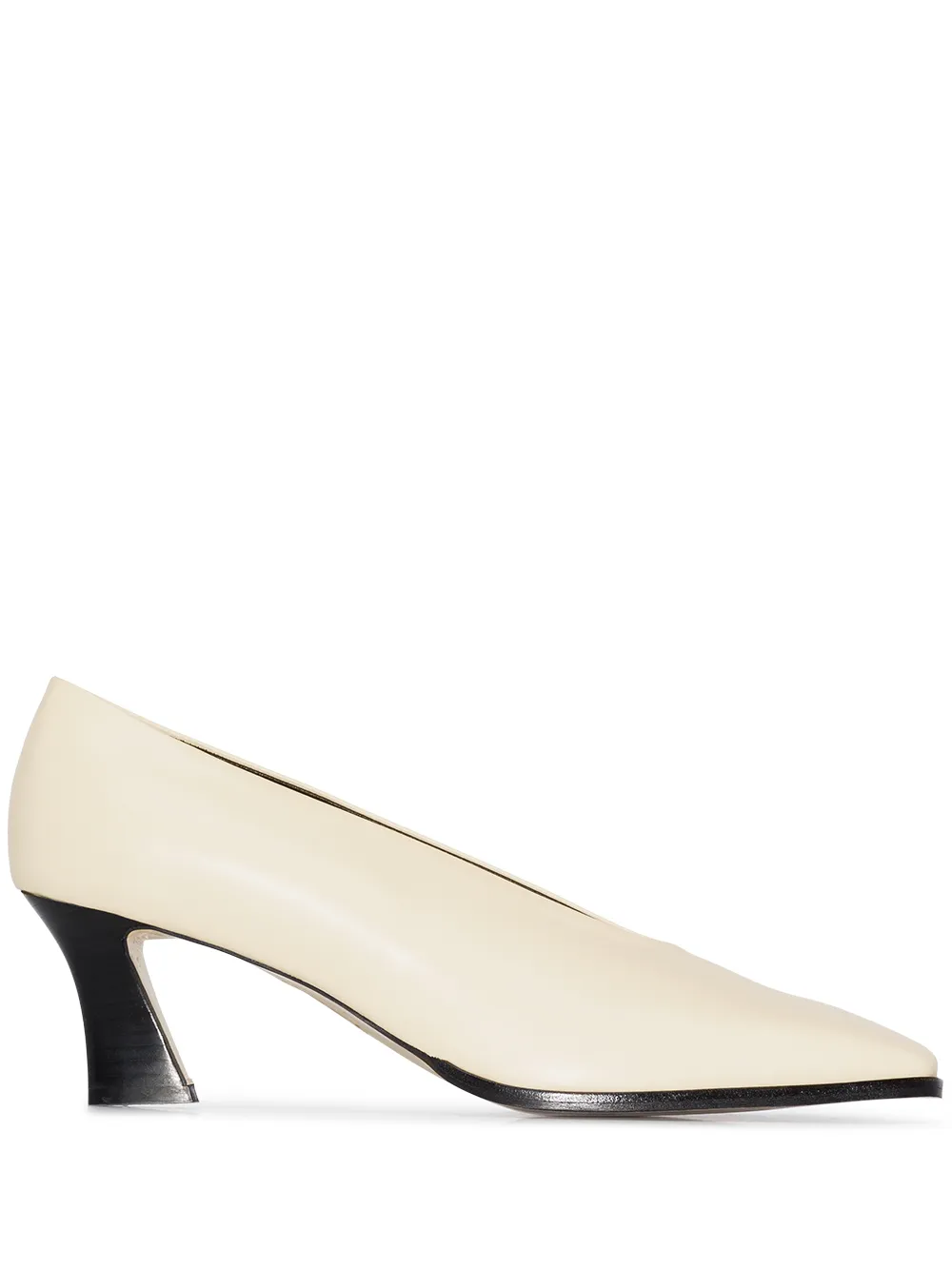 cream leather pumps