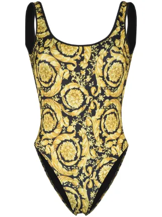 Versace baroque print Swimsuit Black FARFETCH UK
