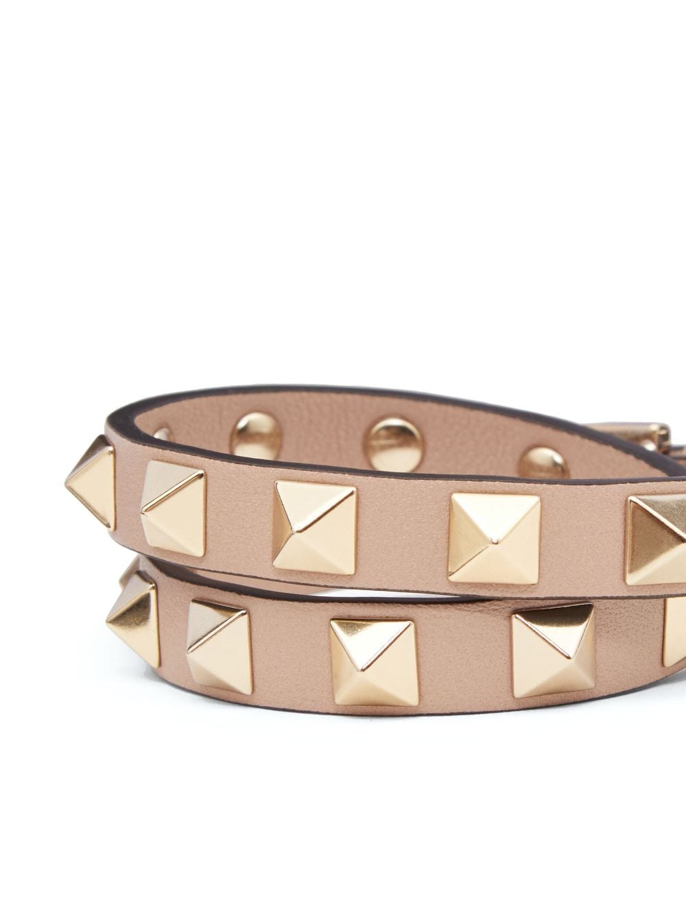 Shop Valentino Rockstud Double-strap Leather Bracelet In Neutrals