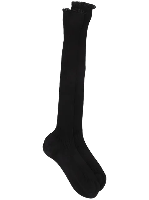 Prada lace trim knee-length socks