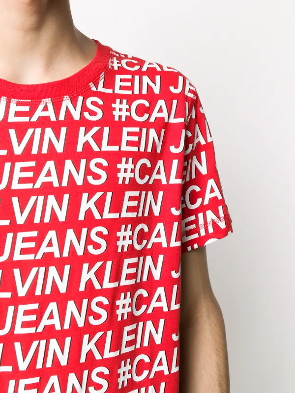 red calvin klein shirt