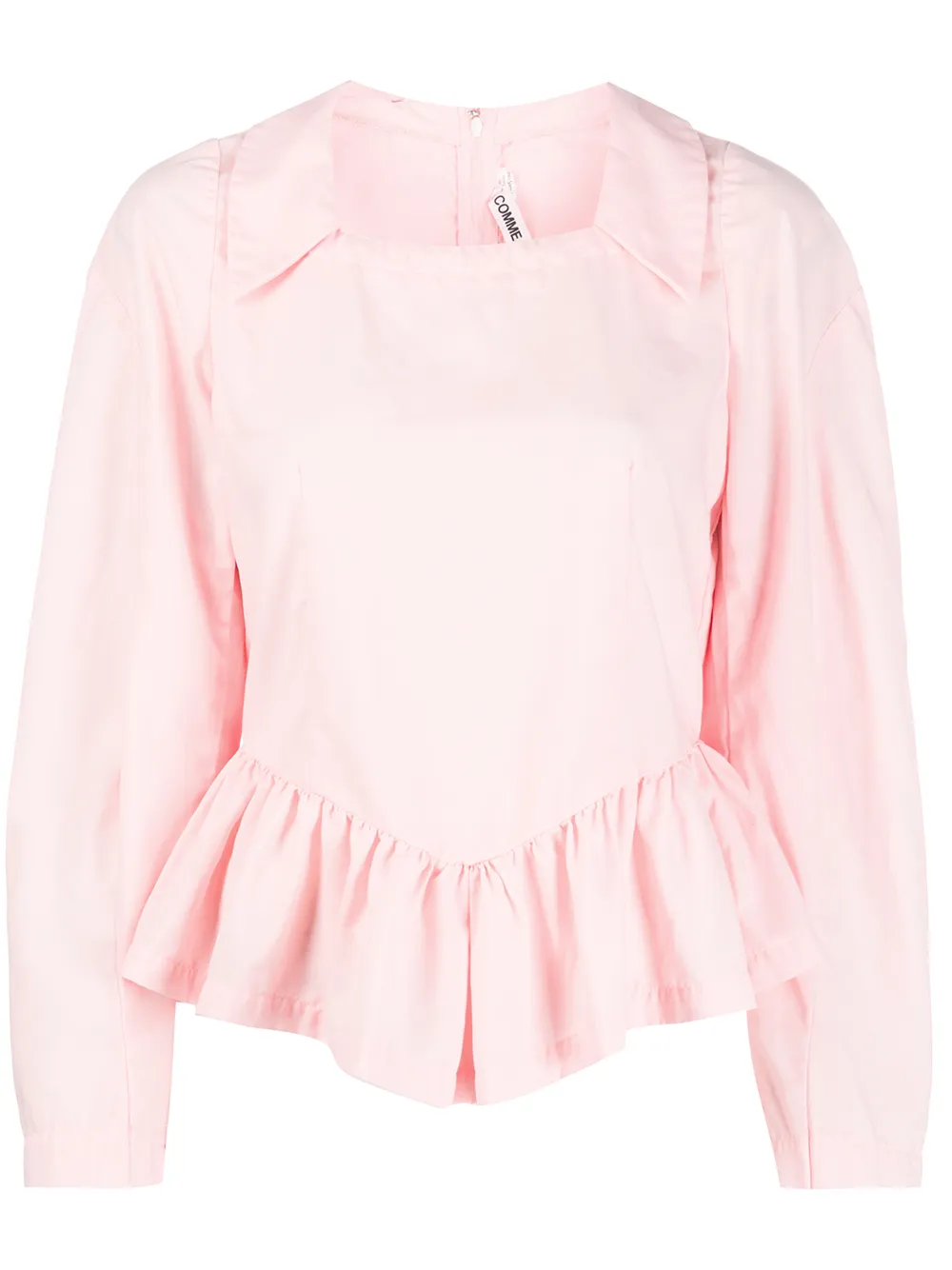 

Comme Des Garçons open-collar ruffle-hem top - Pink