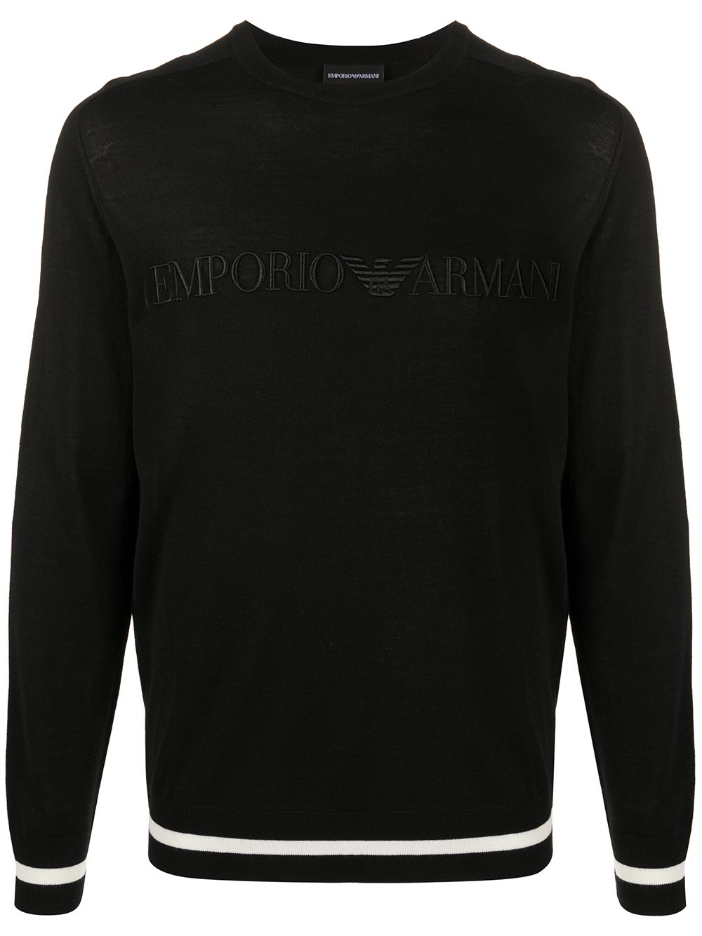 Emporio Armani Pullover Mit Logo-stickerei In Black