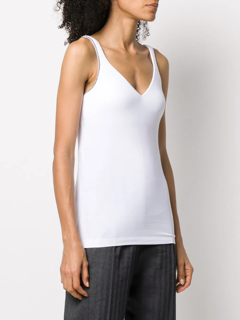 Brunello Cucinelli Tanktop met kralen afwerking Wit