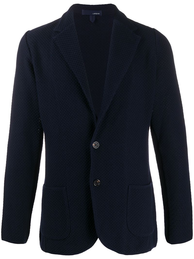 Lardini Waffle Knit Blazer In Blue