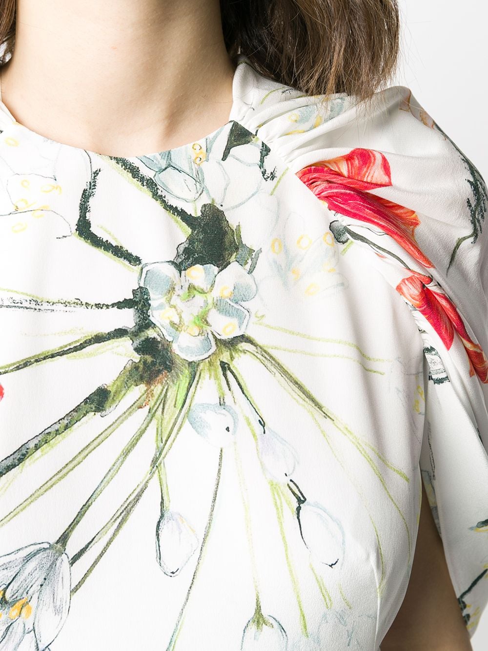 Alexander McQueen Floral Print Gathered Dress - Farfetch
