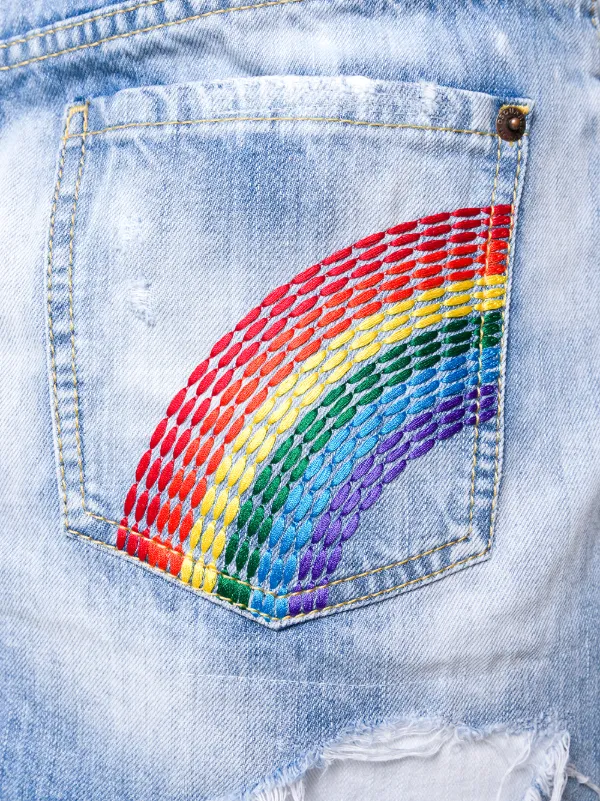 rainbow embroidered jeans