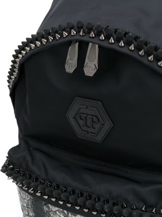 stud-embellished metallic backpack展示图