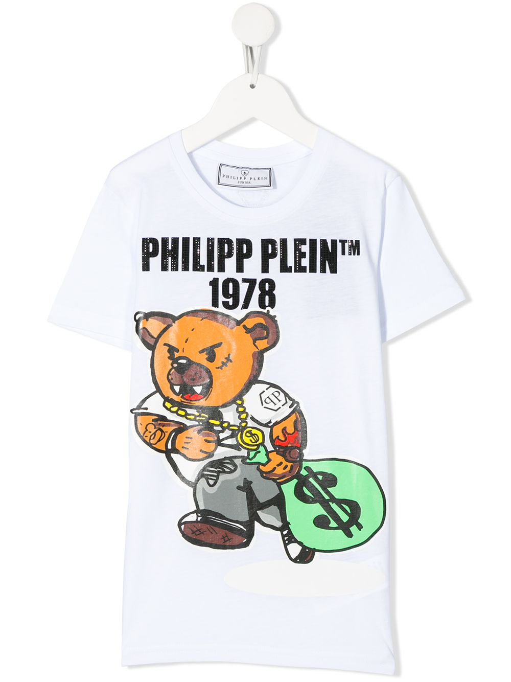 Philipp Plein Junior Kids' Teddy Bear Print Logo T-shirt In White ...