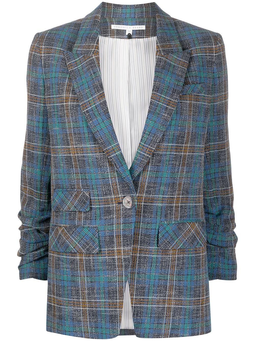 Shop Veronica Beard Oversized Check Blazer In Blue