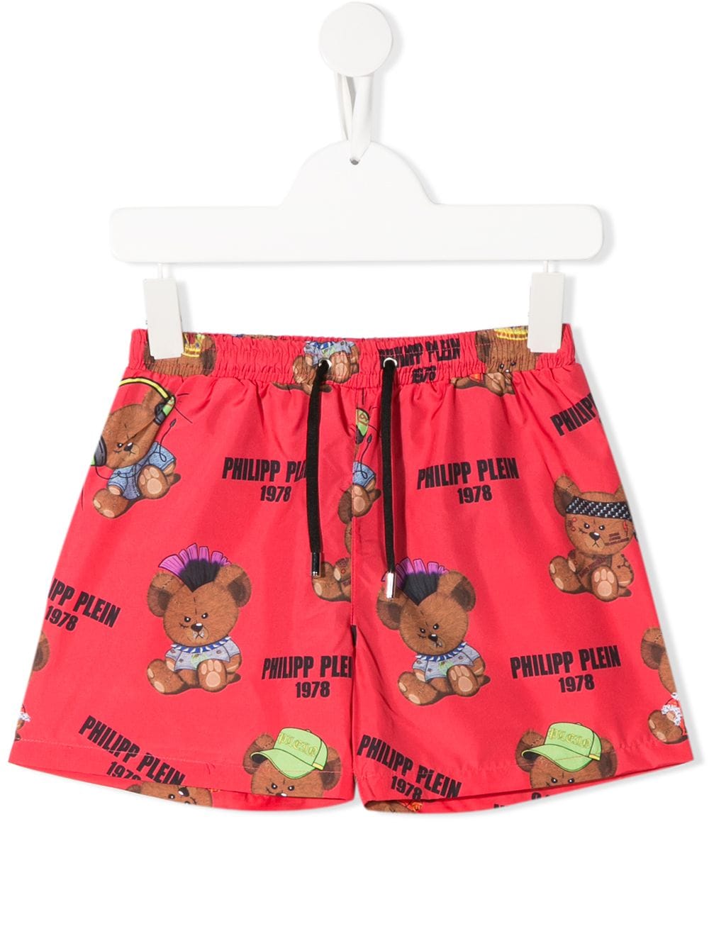 Shop Philipp Plein Teddy Logo Print Swim Shorts In Red