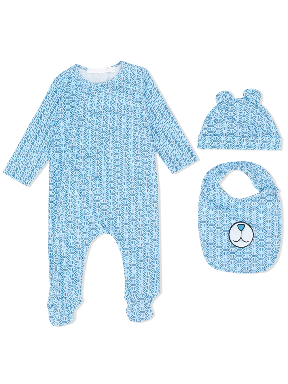 

Philipp Plein Junior set de mameluco con logo estampado - Azul