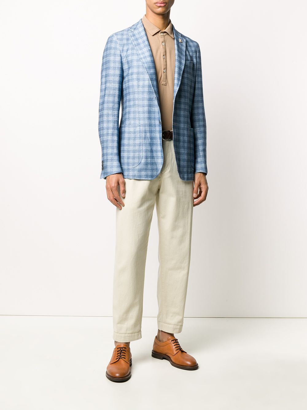 фото Tombolini check print tailored blazer