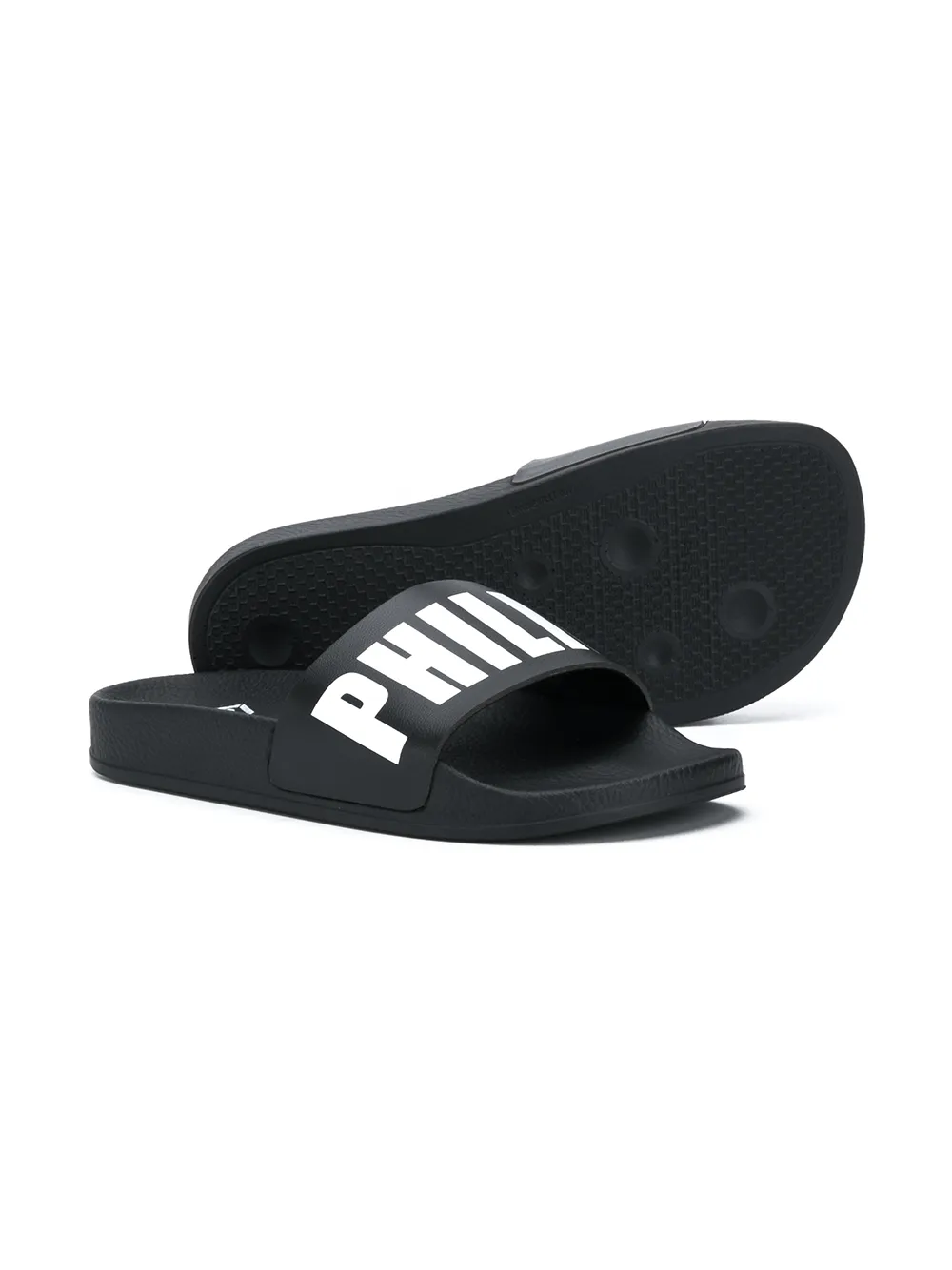 Philipp Plein Badslippers met logoband - Zwart