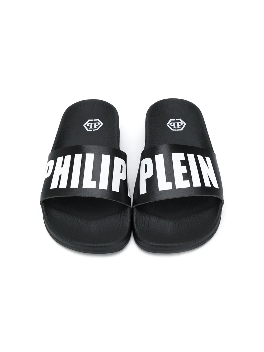 Philipp Plein Badslippers met logoband Zwart