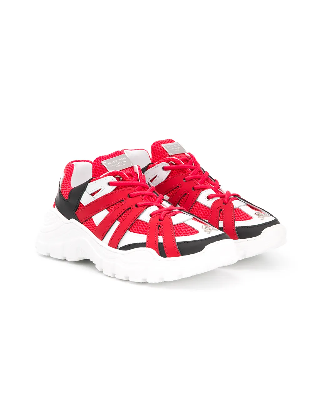 

Philipp Plein tenis con diseño colour block - Rojo