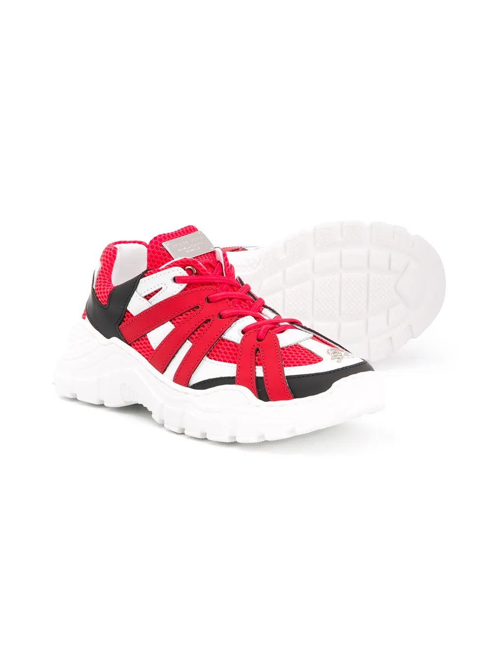 Philipp Plein Sneakers met colourblocking - Rood