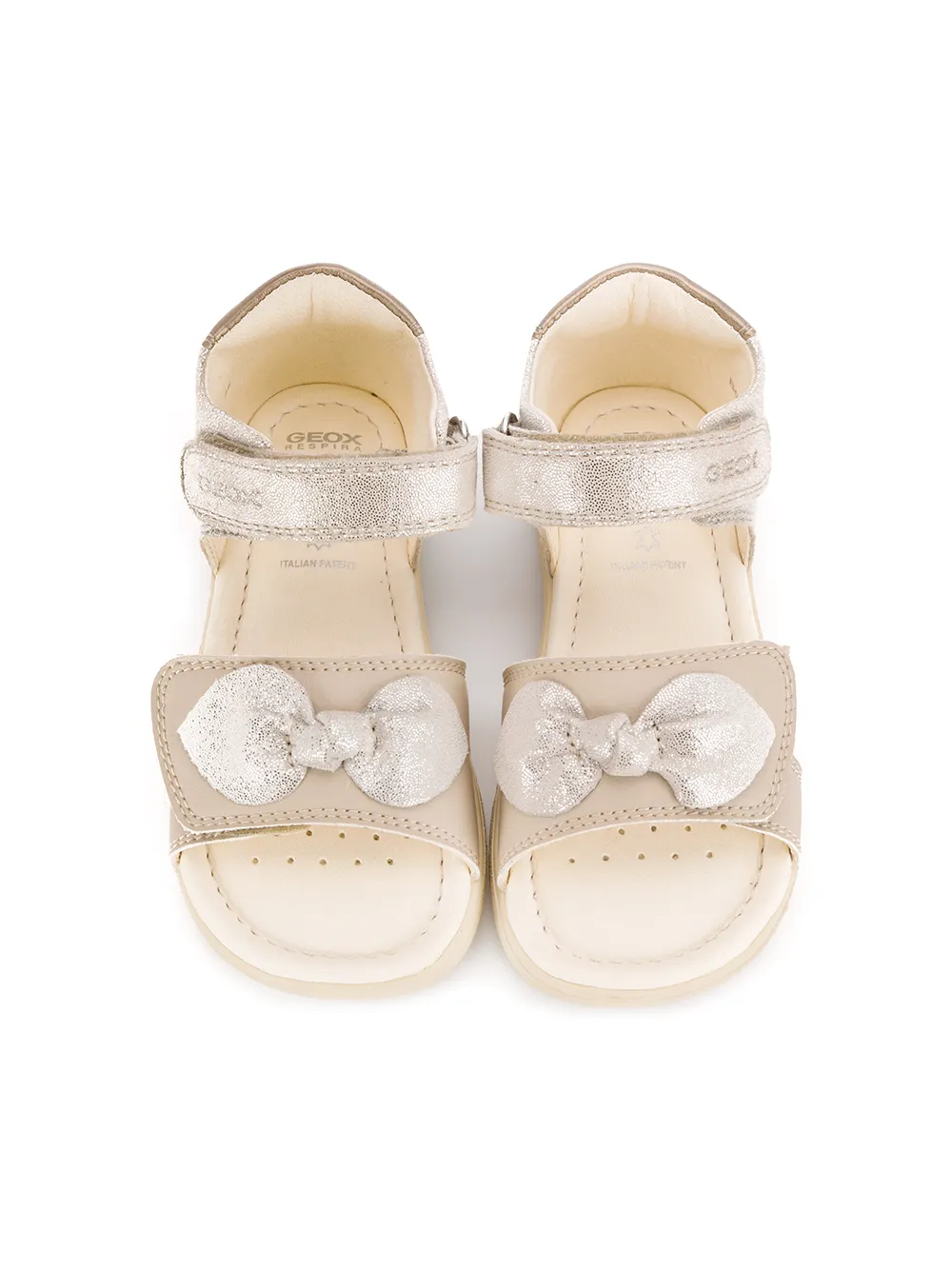 фото Geox kids босоножки с эффектом металлик и бантами