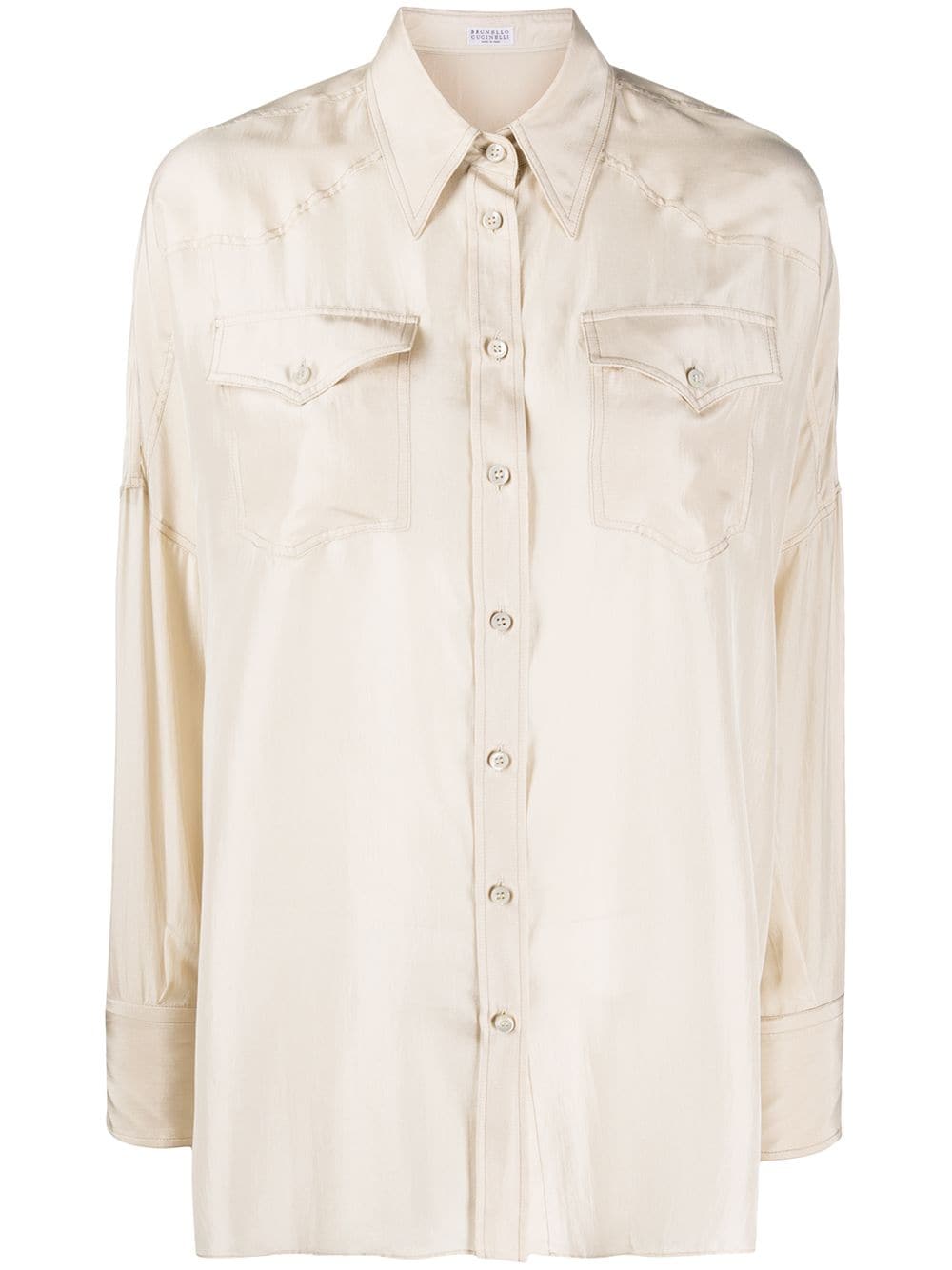 BRUNELLO CUCINELLI WESTERN-PANEL PATCH POCKET SHIRT 