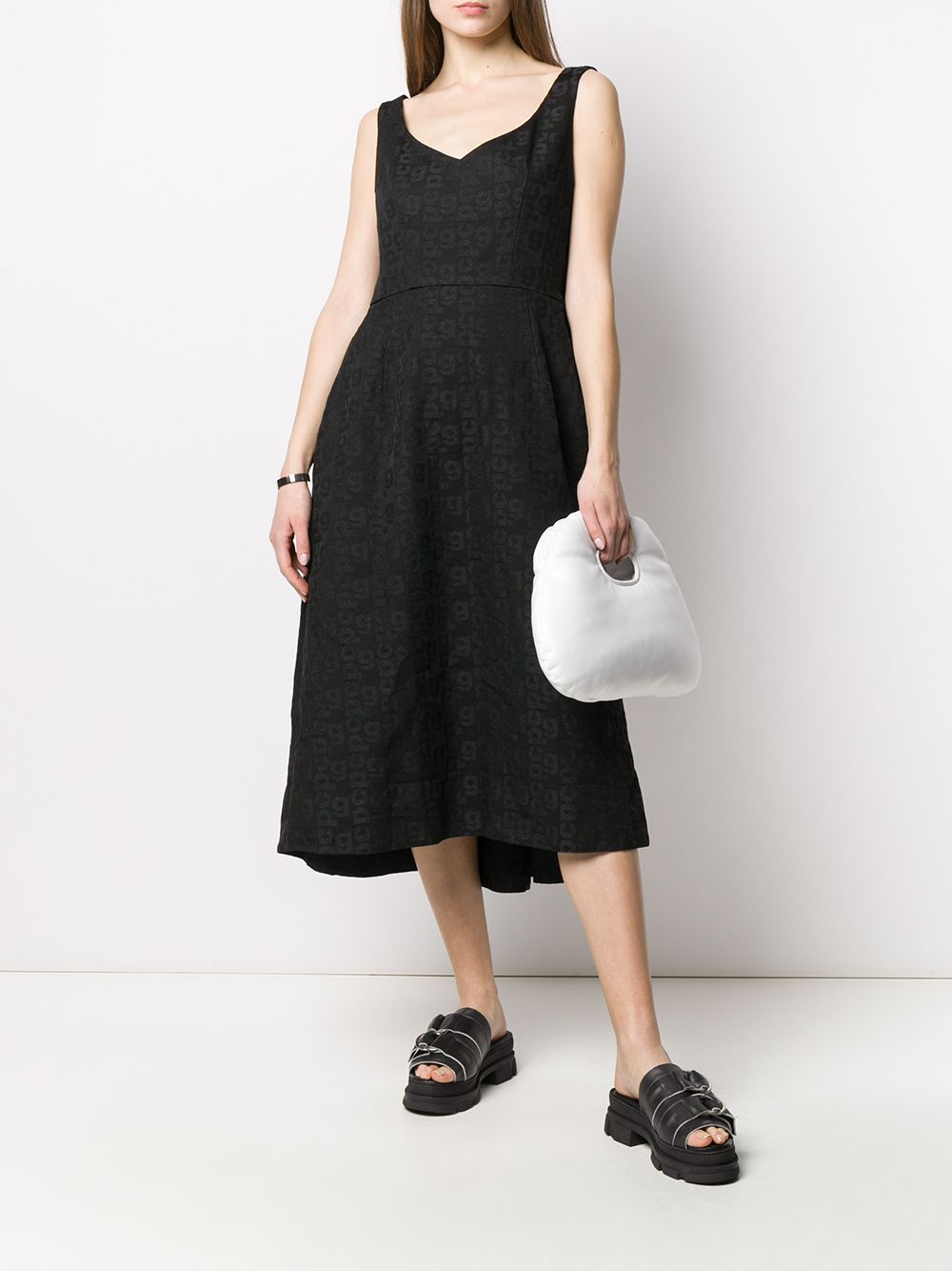Shop Comme Des Garçons Monogram A-line Midi Dress In Black